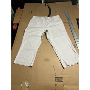 Bass Beige Pants 14, Khaki Capri Pants, Women's Stretch Business Dress‎ Trousers